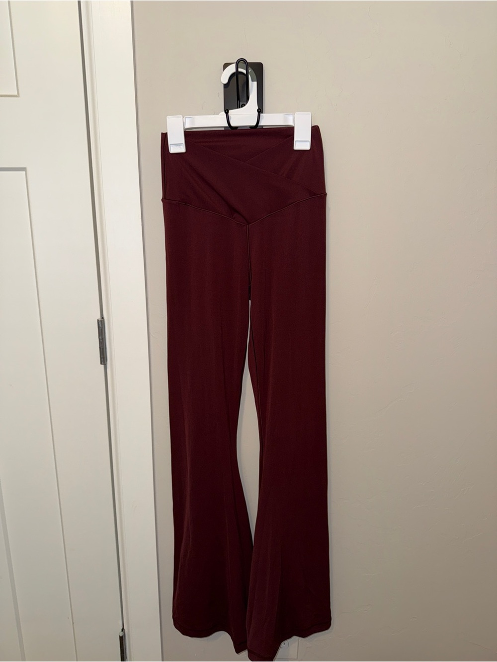 Offline High-Rise Crossover Flared Active Pants in Burgundy